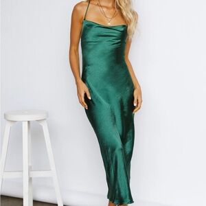 Emerald Green Satin Slip Dress